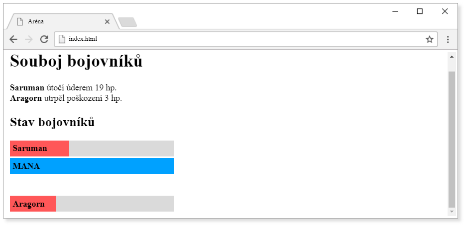 Aréna bojovníků - Objektově orientované programování v JavaScriptu